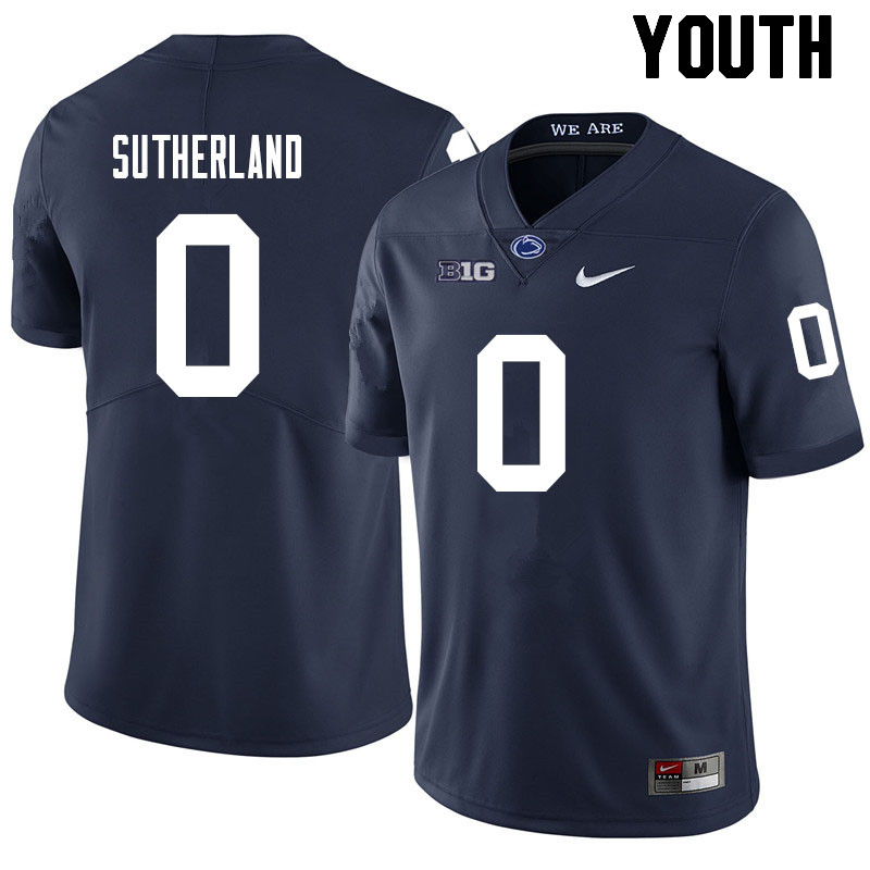 NCAA Nike Youth Penn State Nittany Lions Jonathan Sutherland #0 College Football Authentic Navy Stitched Jersey CTB8398KQ
